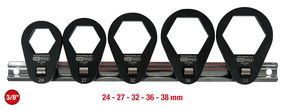 Sonderaktion 3/8“ Einsteck-Ringschlüssel-Satz, extra flach, 5-tlg