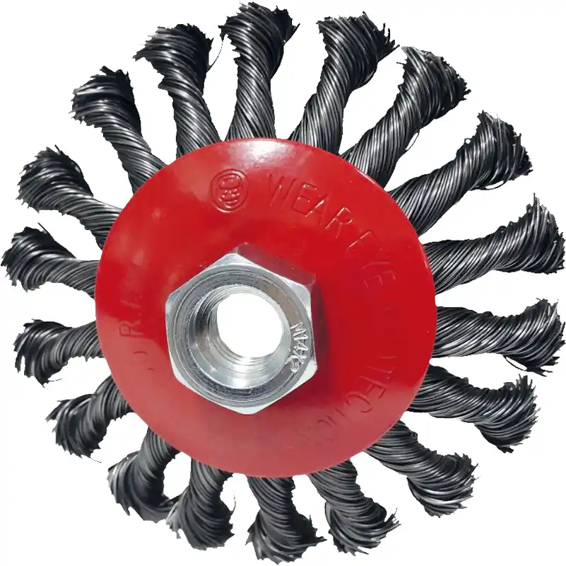 Ausverkauf Kegelform-Stahldrahtrundbürste 0,5mm, Ø 100mm