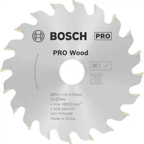 Neu Im Sortiment BOSCH PRO Wood Kreissägeblatt, 85 x 1,1 x 15 mm