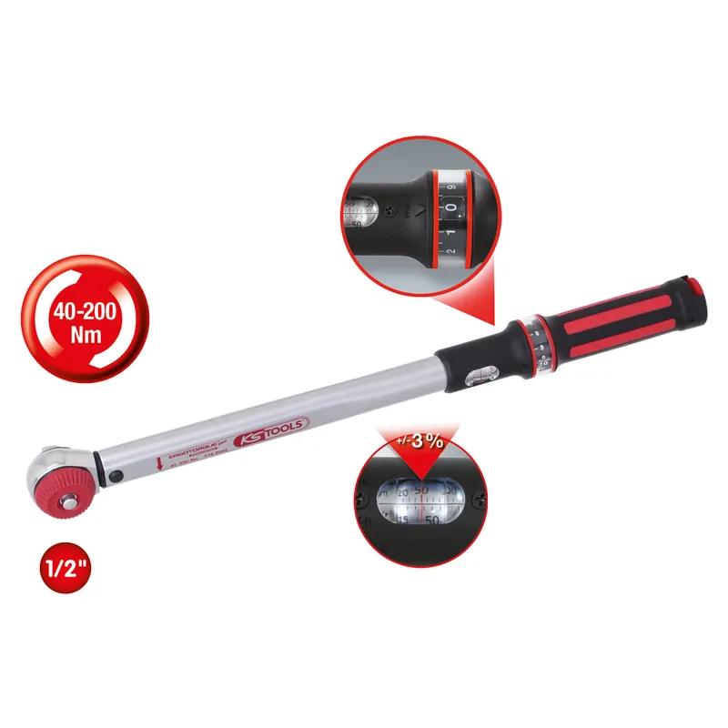 Kracherpreis KS Tools 1/2" ERGOTORQUE®precision Quick-Lock Drehmomentschlüssel, 20-100Nm - 516.6042