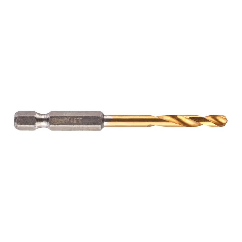Expressversand Milwaukee SHOCKWAVE Metallbohrer HSS-G RED HEX Titan 1/4" 4,5 x 76 mm