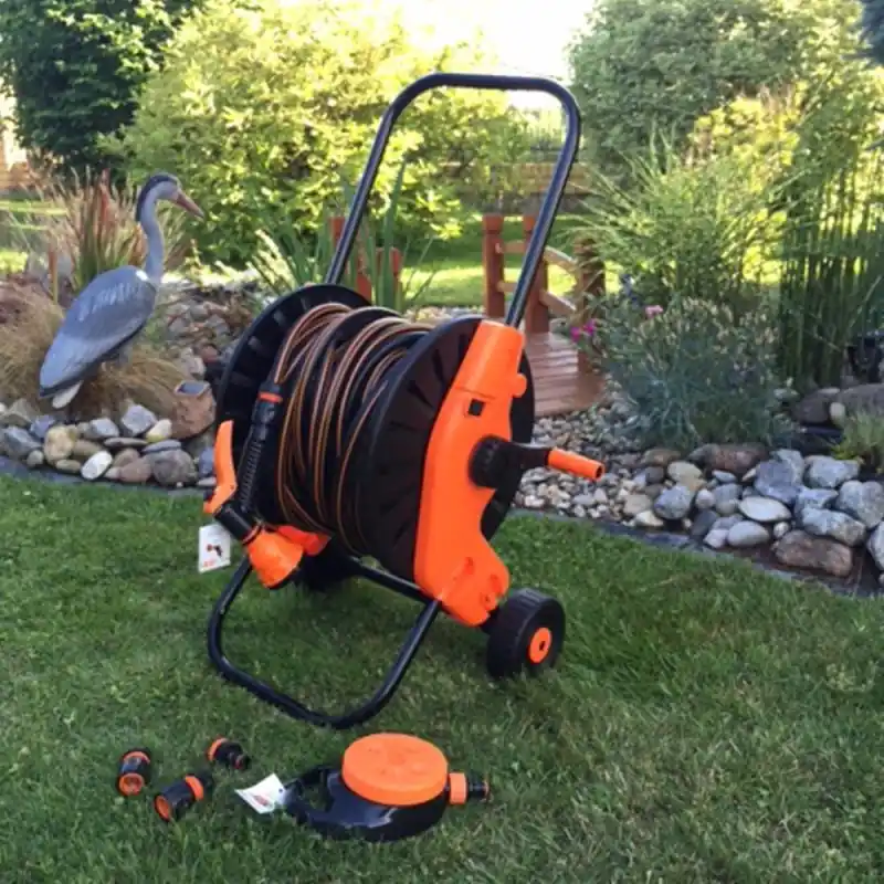 Gold Line 7 tlg. Schlauchwagen-Set, Gartenschlauch 30m 1/2", Rasensprenger, Schlauchverbinder Bestseller