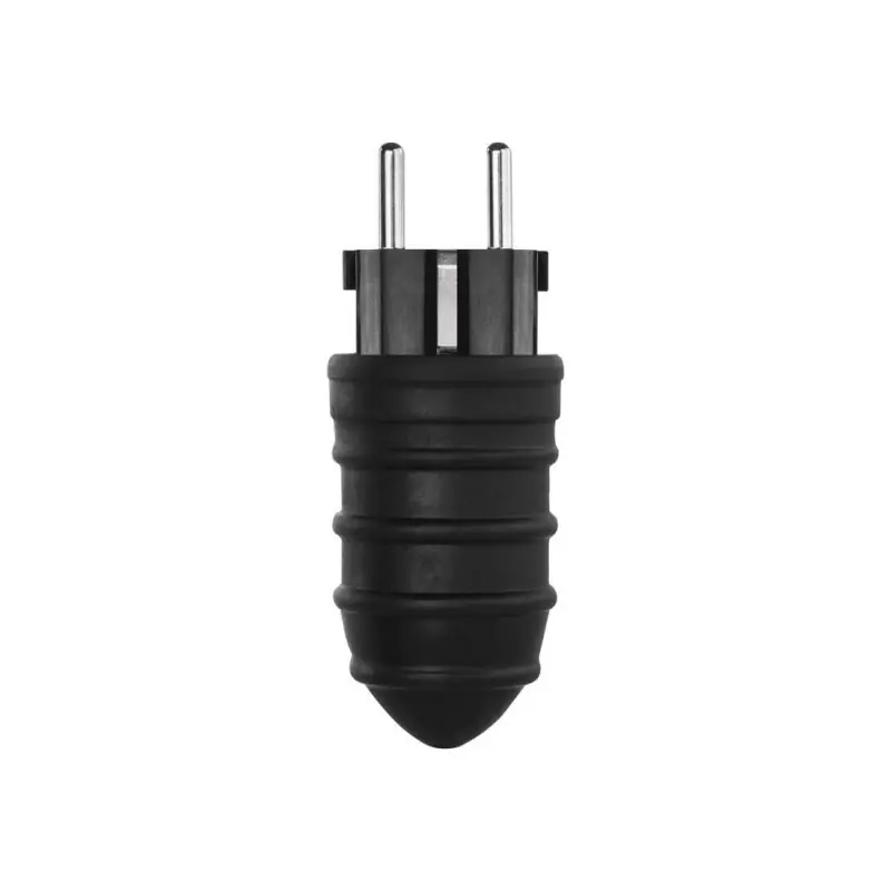 Kracherpreis Schutzkontakt Gummistecker in Schwarz | SCHUKO, IP44