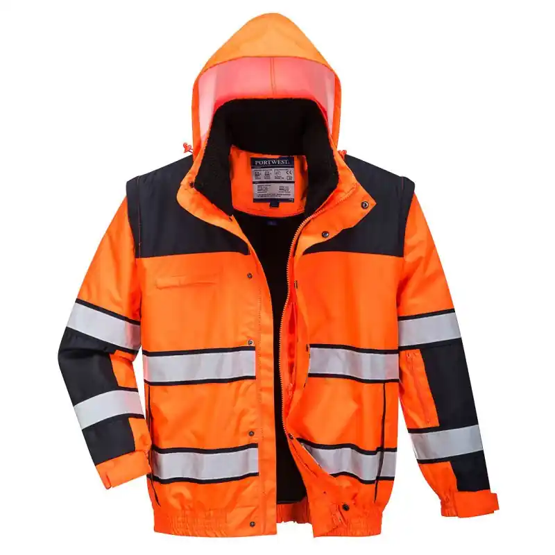 Portwest Klassische 3in1 Winter Warnschutz-Pilotjacke Orange/Schwarz Gr. L Begrenztes Angebot