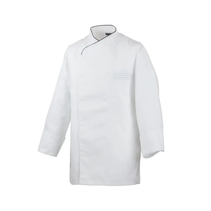 Neue Ware Herren langarm Kochjacke mit Druckknöpfen und Paspel