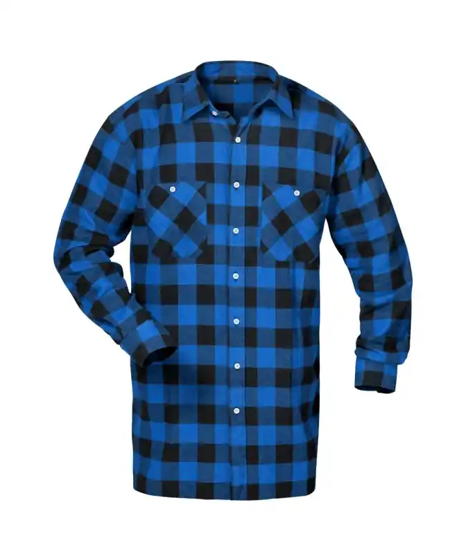 MICHIGAN Flanell-Hemd, Blau/Schwarz kariert Größe M - XXXXL Preisknaller