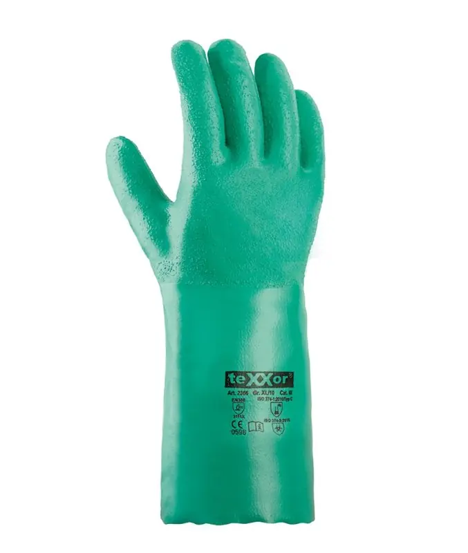 teXXor® Nitril-Handschuhe GERAUTE OBERFLÄCHE, Grün Ausverkauf