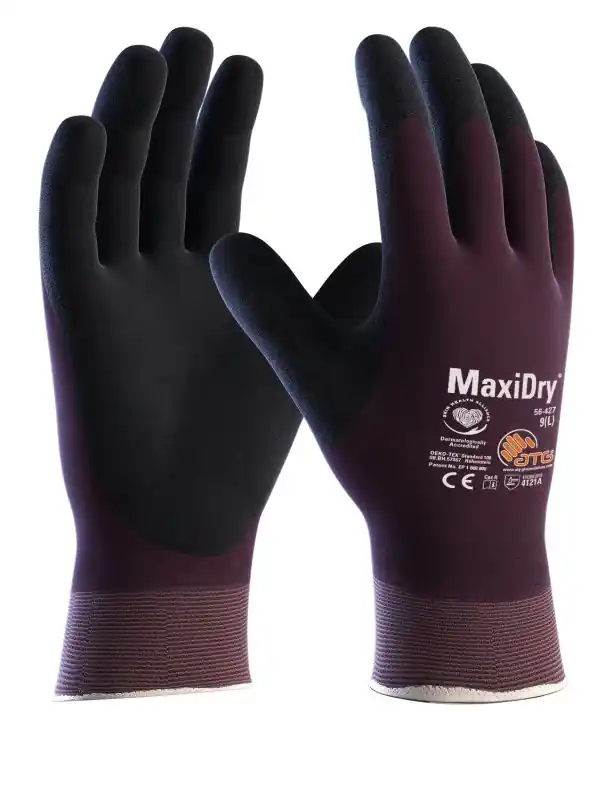 MaxiDry® Nylon-Strickhandschuhe (56-427), Lila/Schwarz Neue Ware